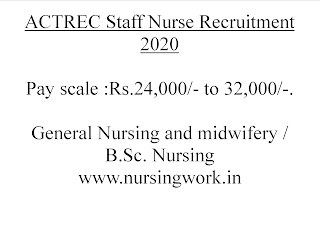 ACTREC Staff Nurse Recruitment 2020