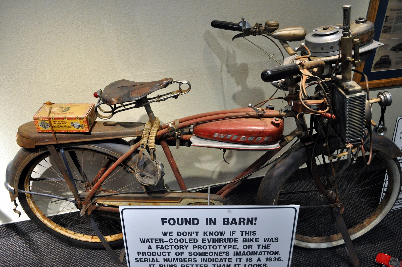 Just A Car Guy: the barnfind Evinrude outboard powered bicycle, up 