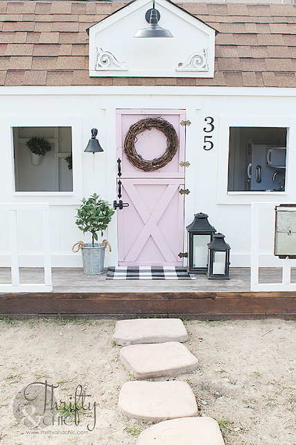 DIY playhouse tutorial. DIY outdoor playhouse. How to build an outdoor playhouse. Learn how to build a farmhouse style playhouse for your kids!