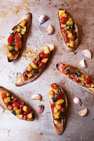 Tomato Peach Bruschetta