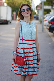collana sodini verde, chicwish lace dress, bonjour bag, Fashion and cookies, fashion blogger