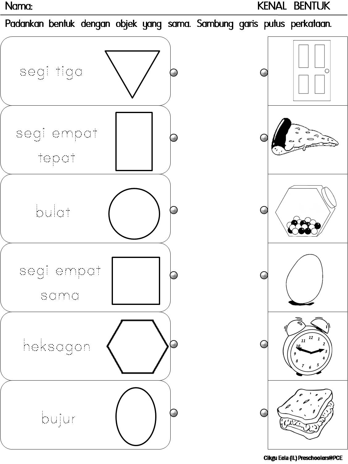 CIKGU EELA (IL) PRESCHOOLERS @ PCE: Lembaran Kerja: Kenal 