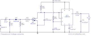LM555 Timer F to V Converter Circuit and explanation