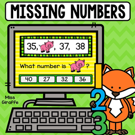 Missing numbers game kids can play on a computer or table to figure out what secret number each animal is! So fun!