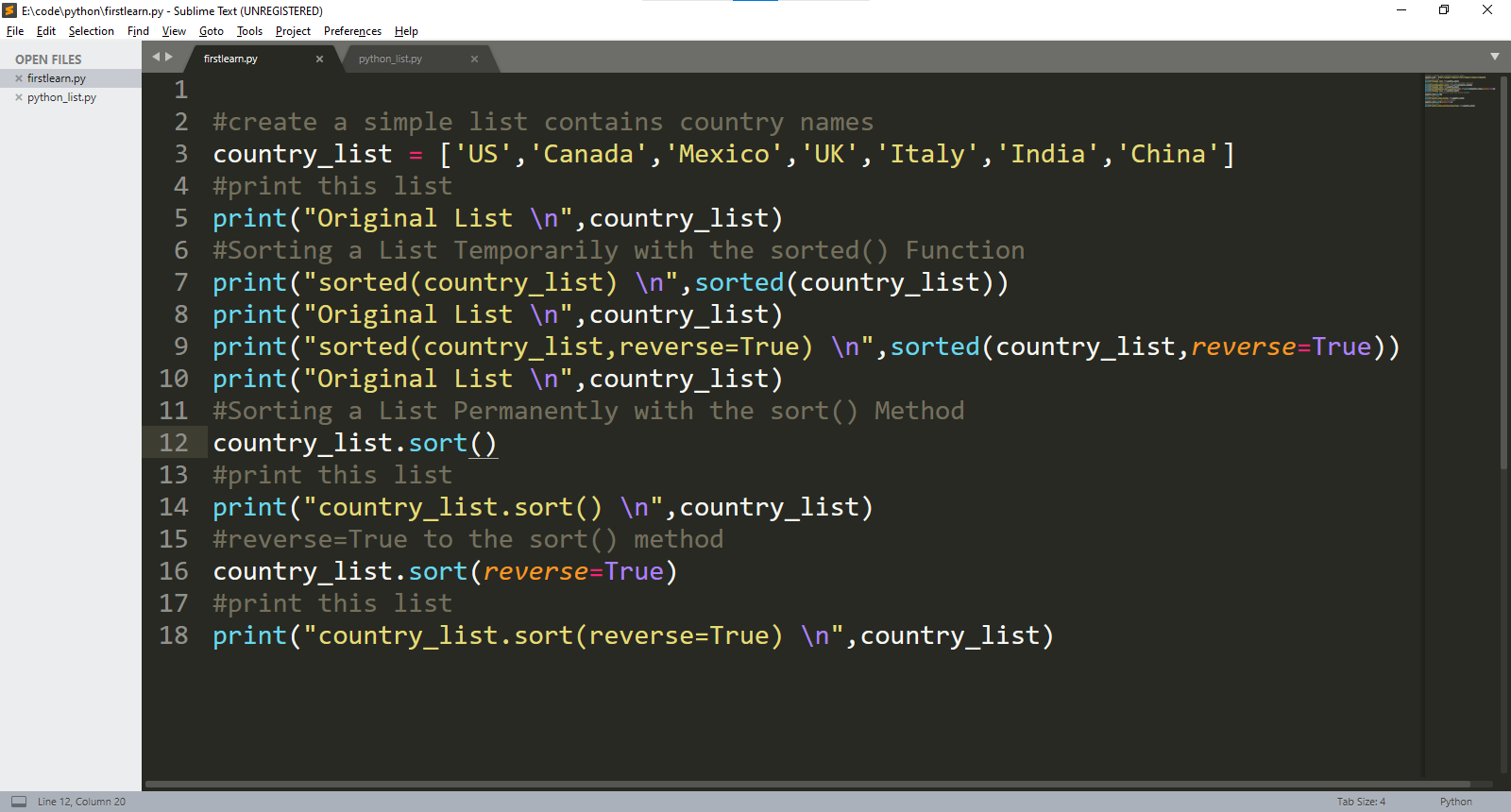 Python Program to Sort a List In Different Ways | Python Examples