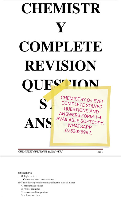 O-LEVEL CHEMISTRY SOLVED PROBLEM QUESTIONS AND ANSWERS