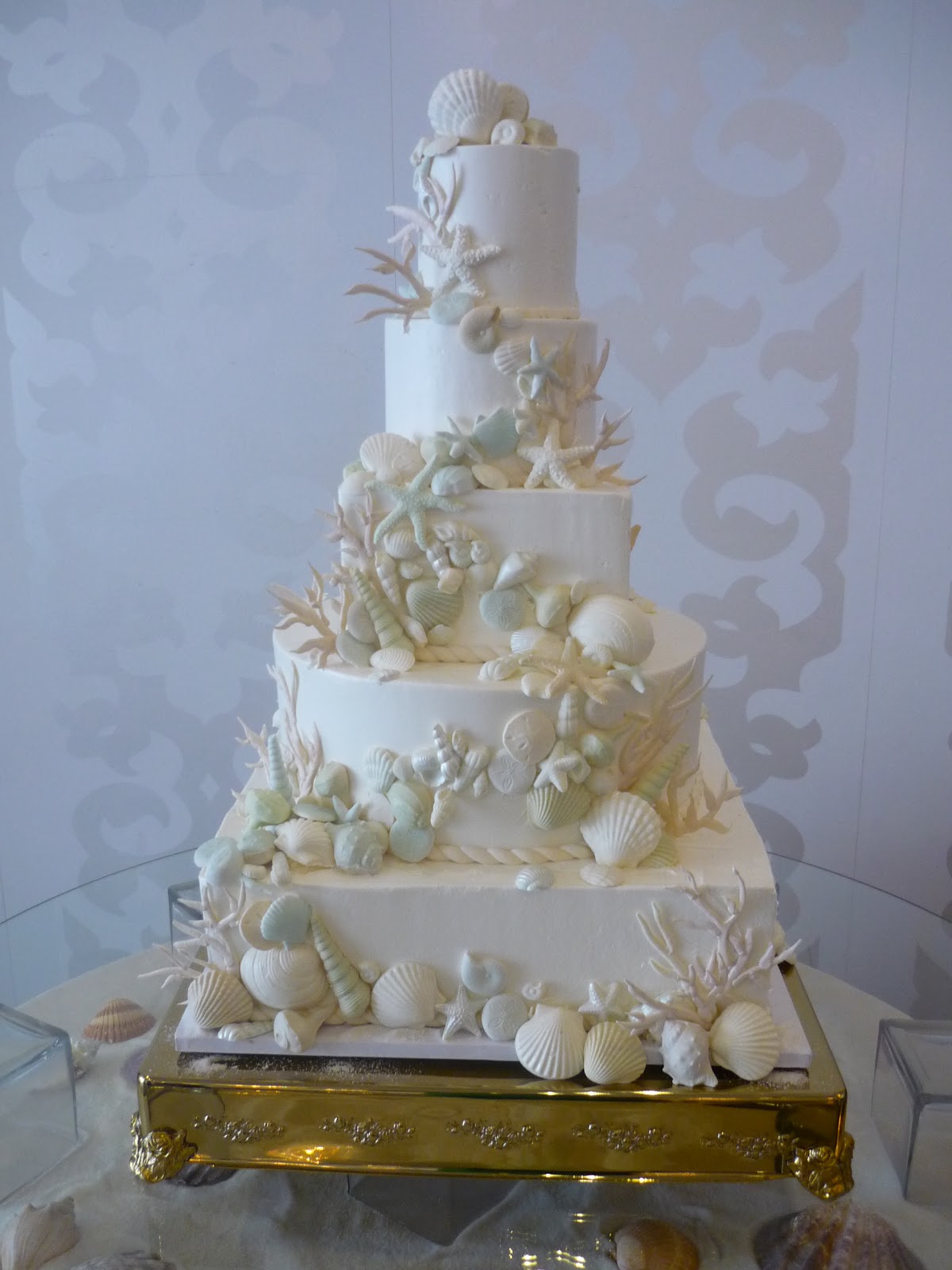 square wedding cake stands  tiered wedding cake for a grand seashell inspired wedding in newport