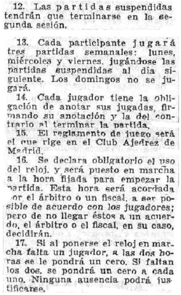 I Campeonato de Madrid 1931, bases 12ª a 17ª