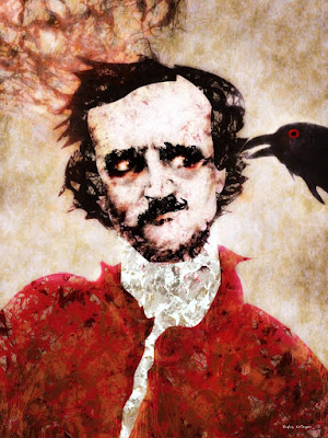 Retrato de Poe por Rufus Krieger. A la venta en la galería Saatchy Art, por si interesa.