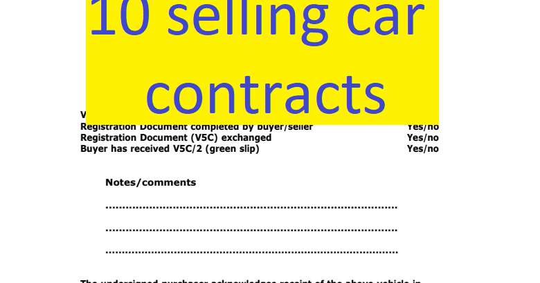 10 selling car contract exemples doc and pdf format sample contracts