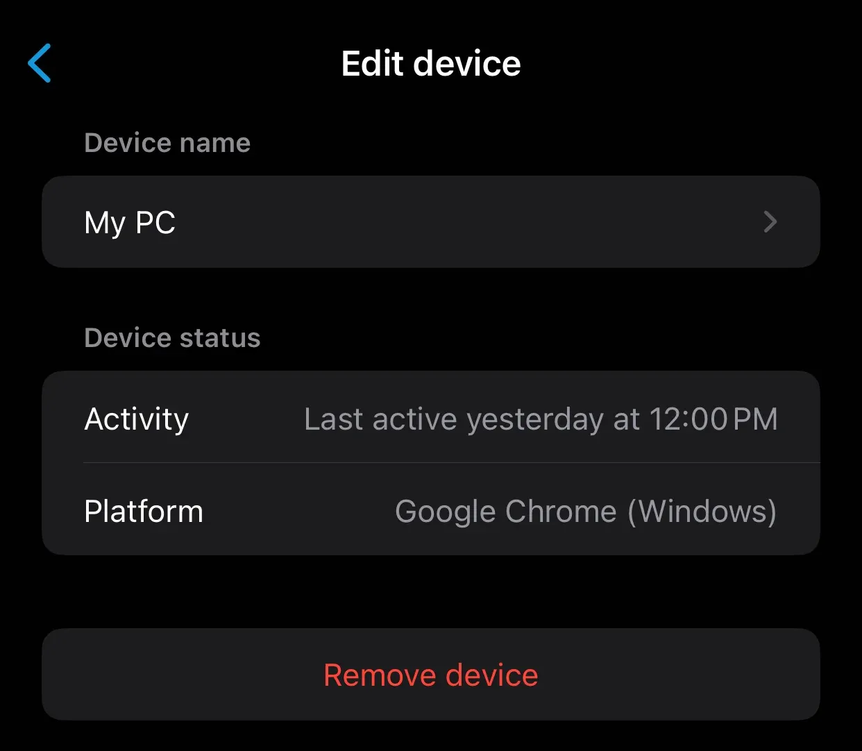 Click Remove Device