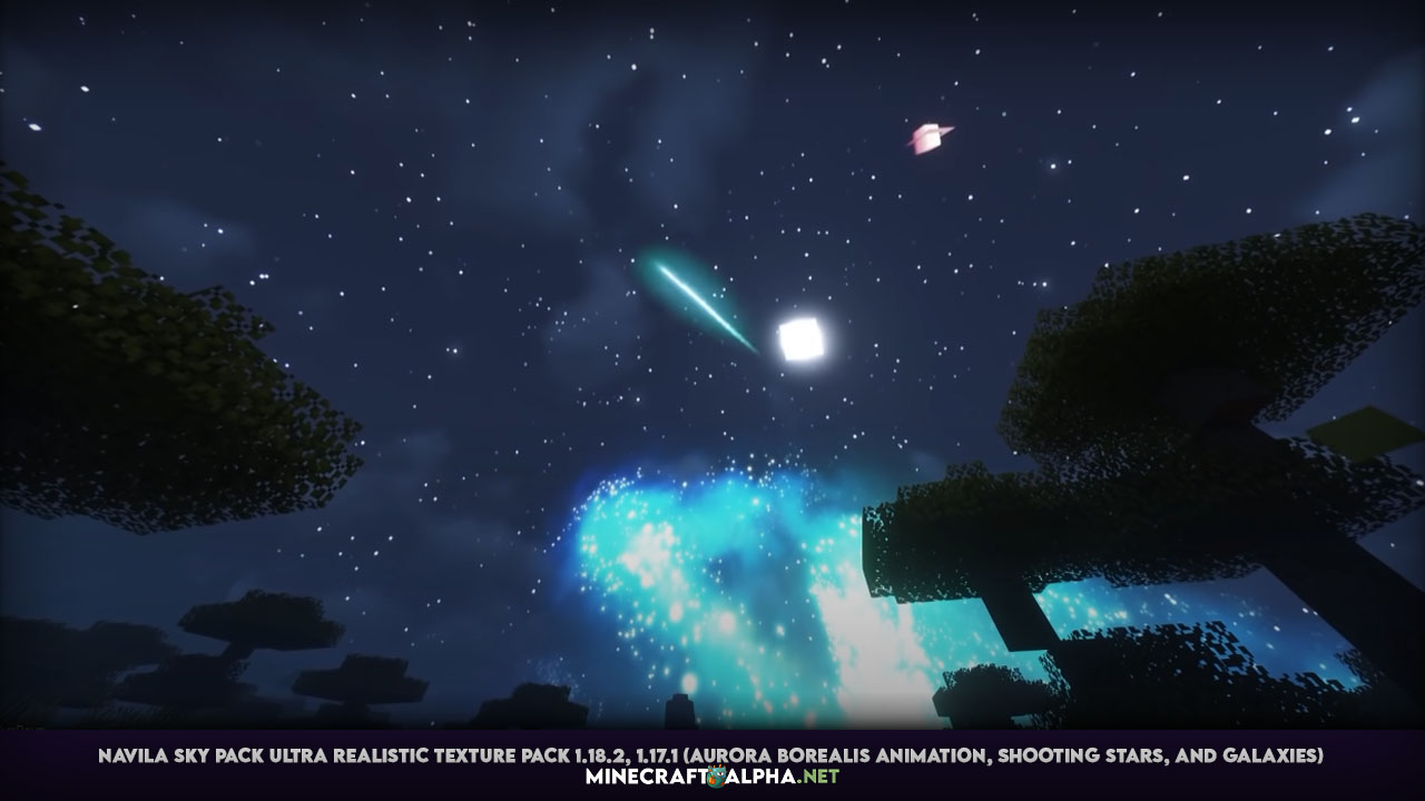 Navila Sky Pack Ultra Realistic HD Texture Pack 1.18.2, 1.17.1 (Aurora Borealis animation, shooting stars, and galaxies)