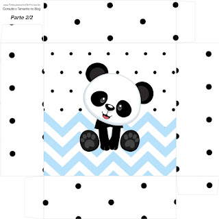 Panda in Light Blue Chevron and Black Polka Dots: Free Printable Boxes.