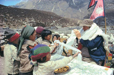 Sir Ed and the children of Nepal. 