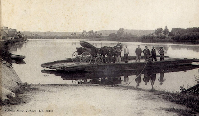 Le port de Poses à Pîtres. Même les chevaux passent le bac ...