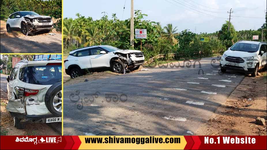 Cars Mishap at Sakrebyle in Shimoga