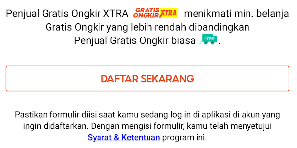 Syarat dan Ketentuan Program Gratis Ongkir Xtra