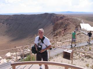 Gene Hanson at the observation platform of Meteor Crater