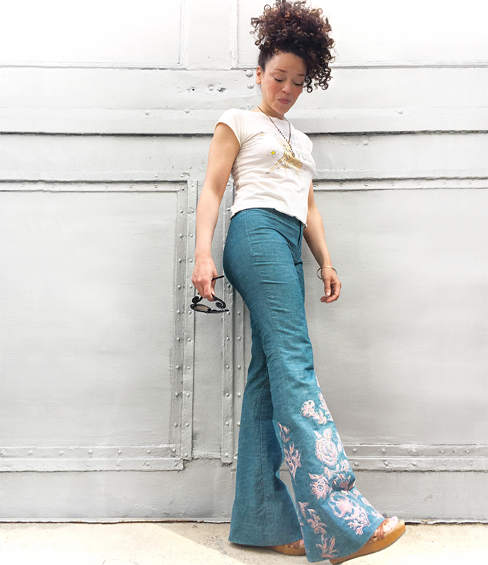 oonaballoona | by marcy harriell | embroidered birkin flares