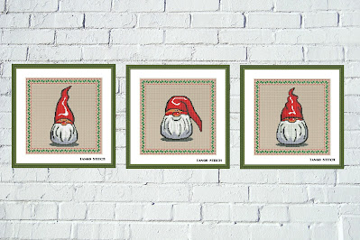 Funny Christmas gnomes cross stitch patterns 3pcs/set Easy embroidery design - Tango Stitch