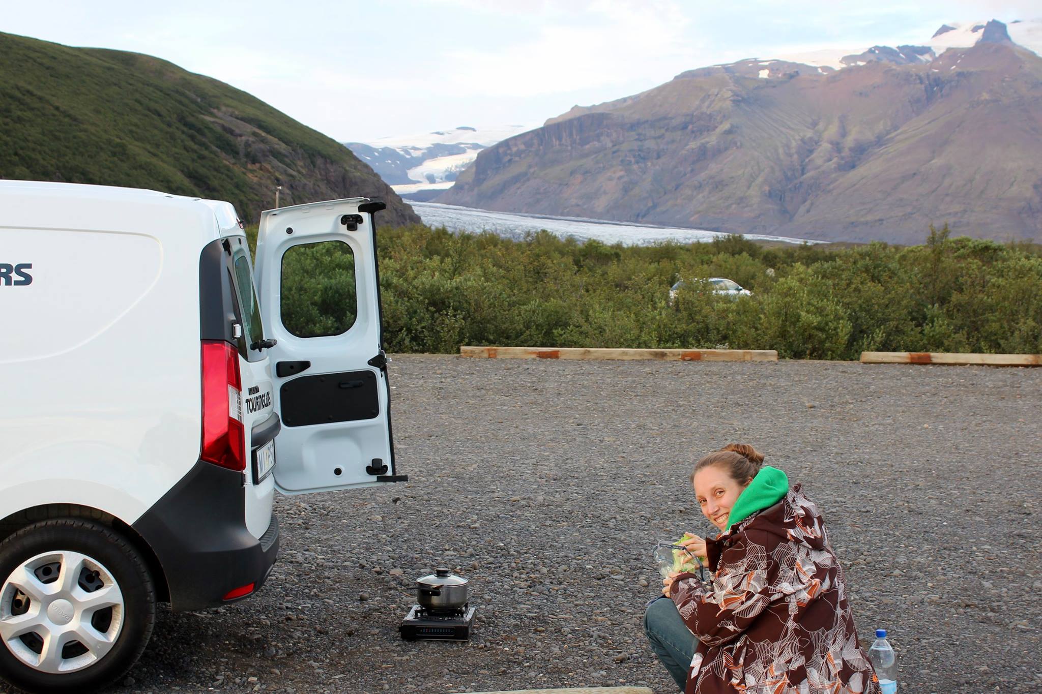 Cooking our dinner next to Skaftafell National Park.