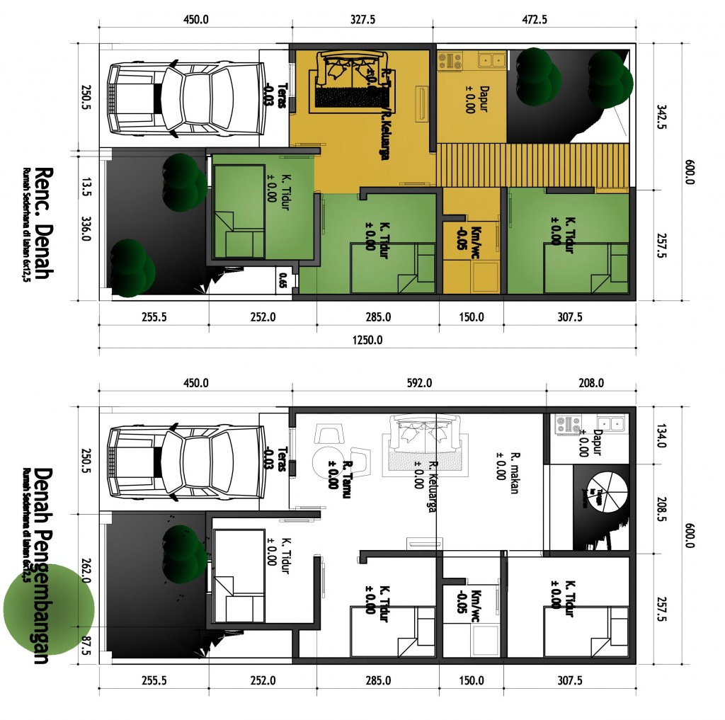  Denah  Rumah  Minimalis  1 Lantai Ukuran  6x12  Desain Rumah  