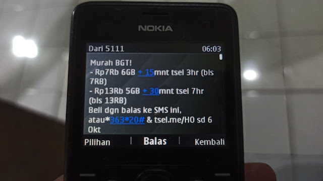 Paket Internet 6 GB Bonus Telpon Sesama 15 Menit aktif 3 hari harga 7 Ribu