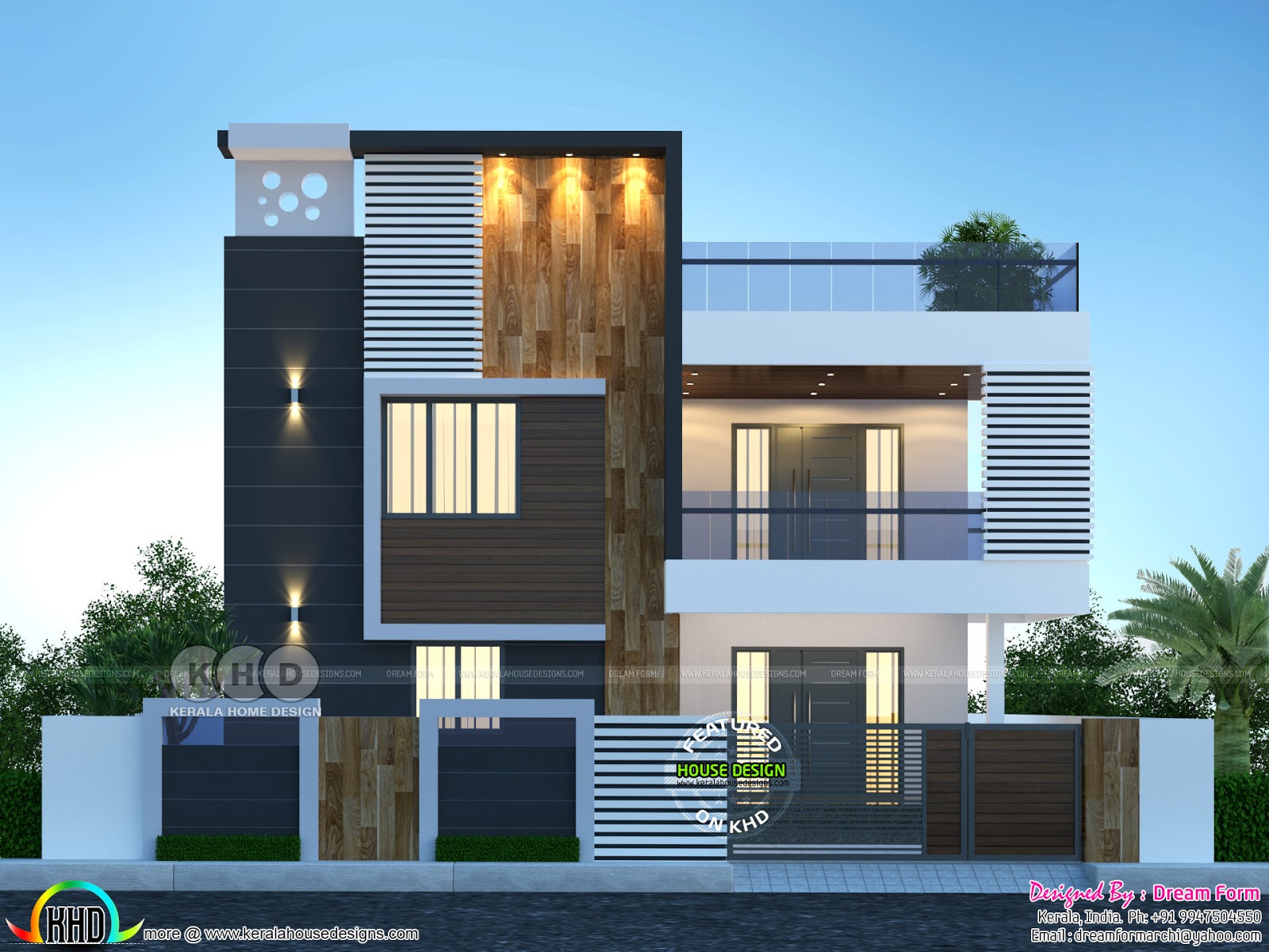 Beautifully rendered modern Kerala home in 2520 sq-ft - Kerala home
