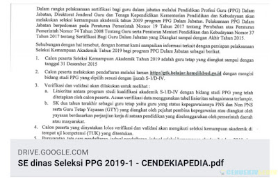 Unduh Surat Edaran Seleksi PPG 2019 Dalam Jabatan untuk Sertifikasi