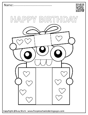 monsters celebrating happy birthday free printable preschool coloring pages for kids ,monsters celebrating with balloons,cakes and candles