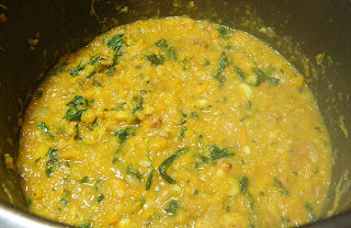 Looking into Cooking Pot of Pumpkin Mash