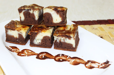 ayeshas  kitchen cakes and bakes recipes brownie with cream cheese a baked dessert loved by kids cheescake brownie 