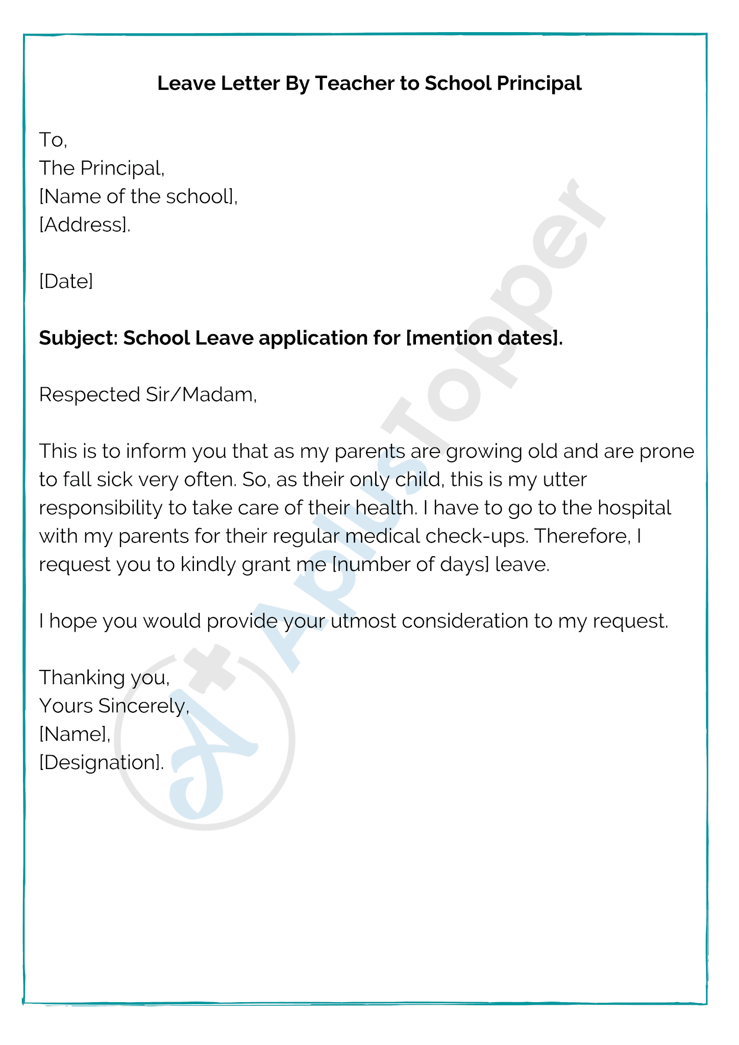 Leave Letter For School How To Write