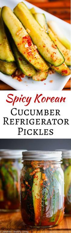 Spicy Korean Cucumber Kimchi Refrigerator Pickles - spicy and a little sour, these pickles are easy to make - ferment for one day, then refrigerate them