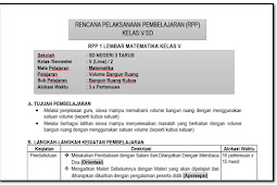 File RPP 1 Lembar Matematika Kelas 5 SD/MI