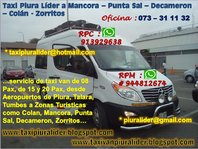  taxi Sprinter de 15 personas a Mancora