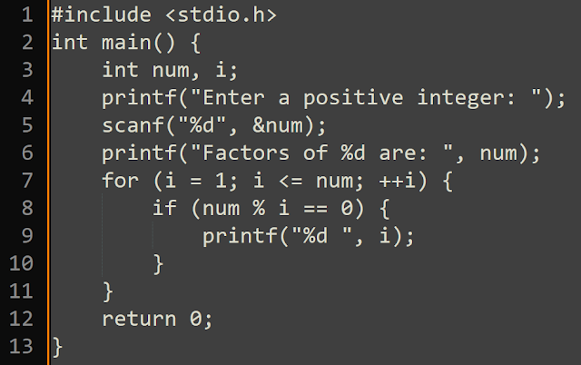 C programming, Show the divisors of a number.