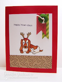 Happy Howl-idays Basset Hound card using Canine Christmas by Newton's Nook Designs