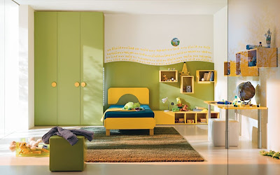 amarillo verde dormitorio infantil