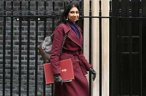 UK Home Secretary Suella Braverman arrives in Downing Street, central London, on March 7, 2023.