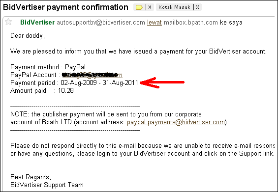 Email Pemberitahuan Pembayaran Bidvertiser