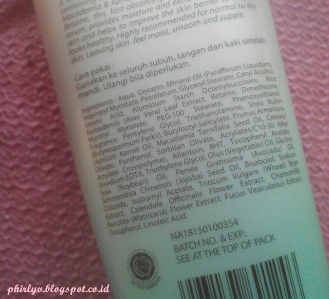 Ingredients Wardah Intensive Moisturizing Body  Serum