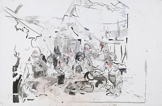 Cecily Brown, contemporary drawing, Strolling Actresses, Drawing Center