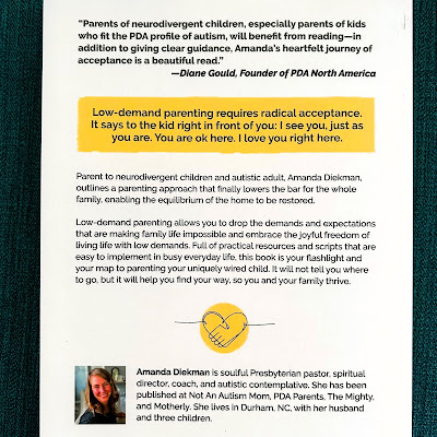 white back cover. low demand parenting requires radical acceptance. It says to the kid right in front of you: I see you, just as you are. You are OK here. i love you right here.