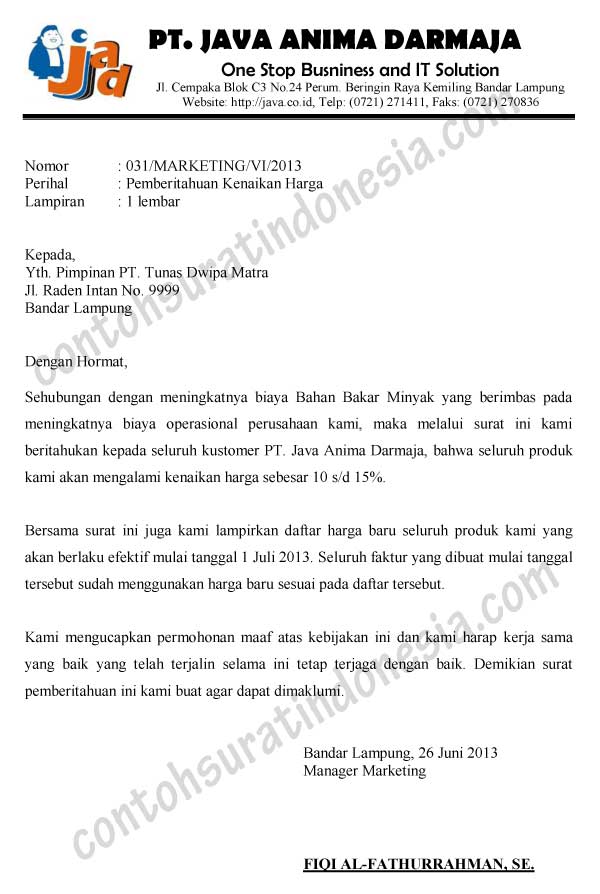 Contoh Surat Pemberitahuan Kegiatan Resmi - ContohSuratmu.com