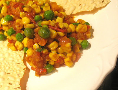 Corn and Green Pea Tomato Curry