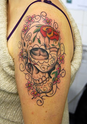 Candy Skull With Cherry Blossoms