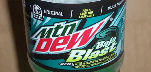 Moutain Dew Baja Blast bottle