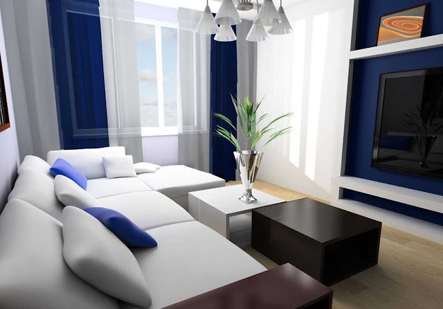 Contoh desain interior rumah nuansa biru