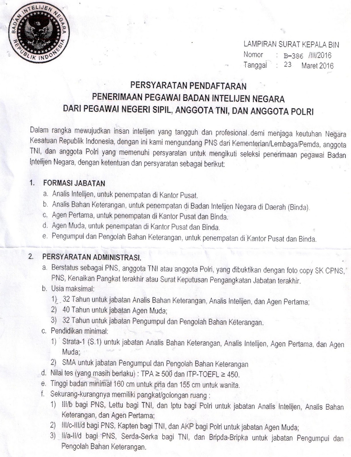 PENGUMUMAN BIN 1